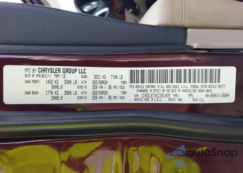 2012 Dodge Durango Citadel z USA, uszkodzony, nr VIN 1C4SDJET0CC331072